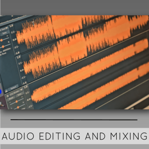 Audio editing and mixing with audio waves in the background